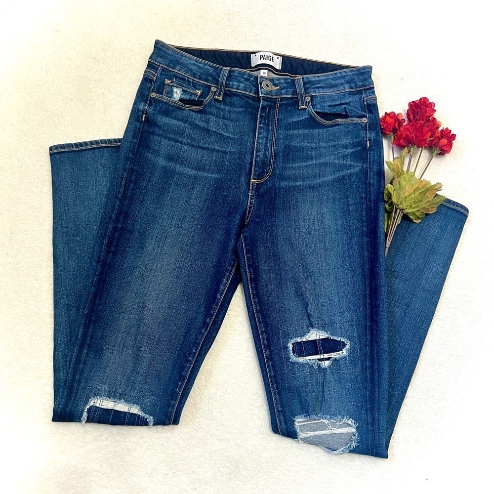 PAIGE Patch Distressed Hoxton Ultra Skinny Jean - Size 30